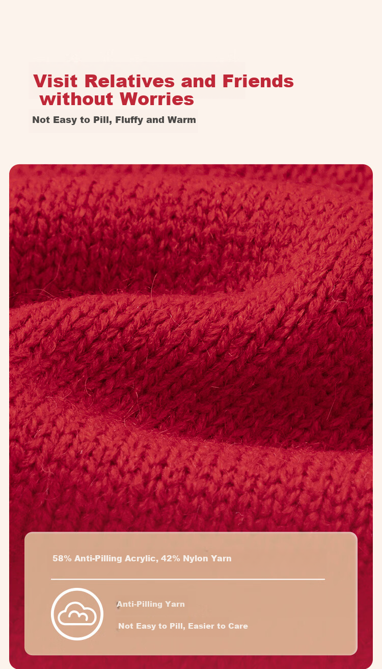 BALABALA Girls' Sweater, Children's Knitwear, Spring And Winter Wear, Red Stylish Sweater, New Year's Outfit 5