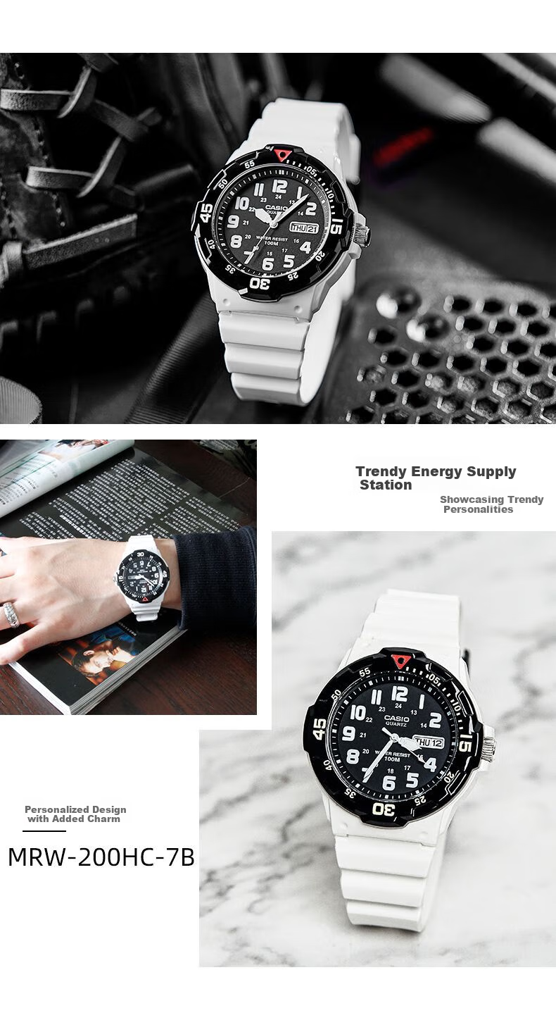 CASIO MRW-200H-1B2 Men's Analog Calendar Sports Waterproof Quartz Watch for Children Students Unisex 15