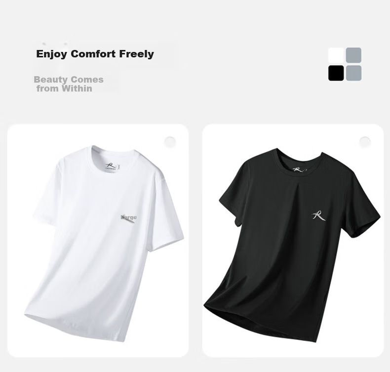 LangSha Short-Sleeve Vest for Men, Round Neck, Simple Design, Lightweight, Sweat-Absorbing, Breathable, Men's Sports Casual Wear 5