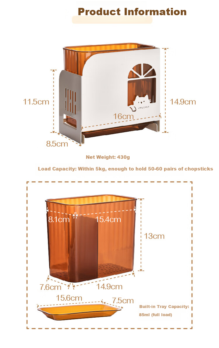 Shuke, Chubby Orange Chopstick Holder Storage Box, High-End New Design for Home Use, Wall-Mounted Kitchen Utensil Organizer with Draining Functio 16