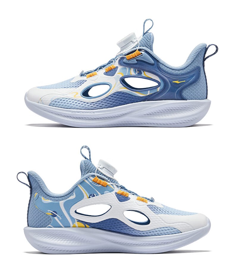 ERKE Children's Shoes, Boys' Sandals for Older Kids, Hollow Fashionable Closed-Toe Frame Shoes, Erke White/navy Blue, Size 36 45