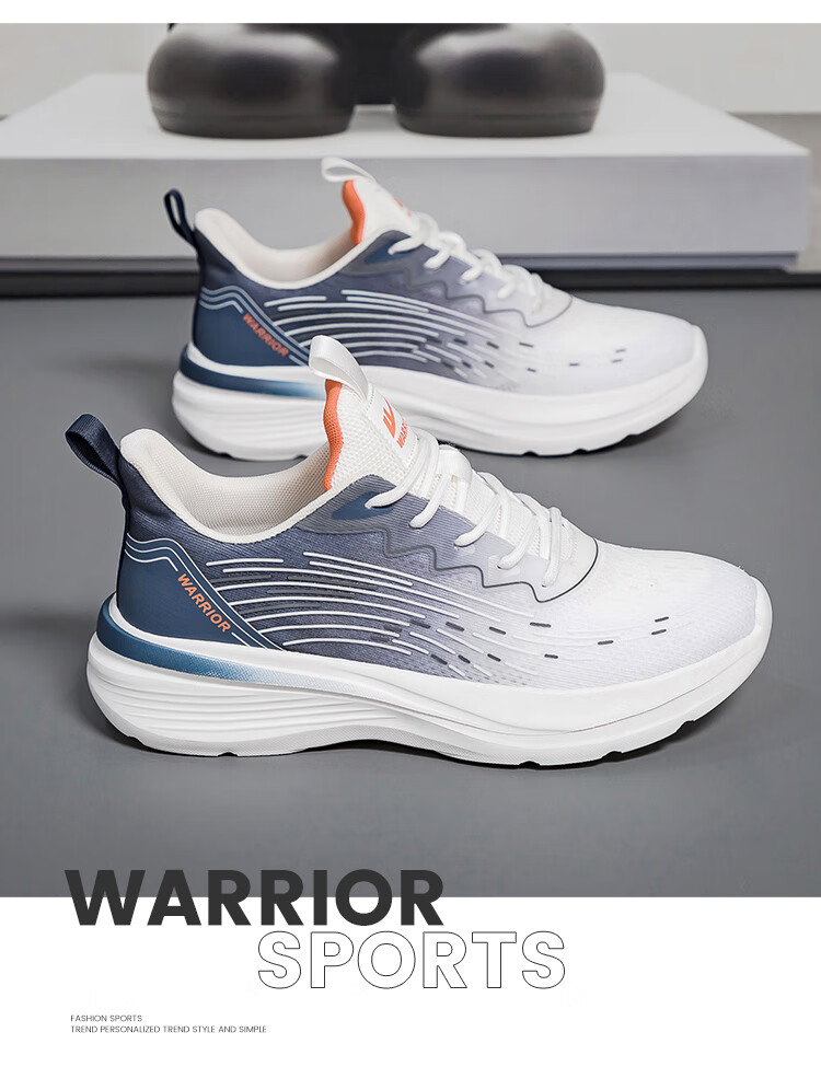 Warrior Men's Sports Shoes 2026 Summer New Soft Sole Lightweight Trendy Running Shoes Black Light Blue Size 39 (245mm) 13