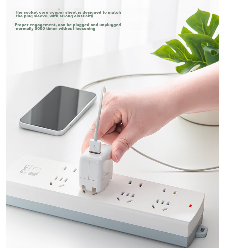 Deli 3C Certified National Standard Power Strip, Extension Cord/Power Bar/Surge Protector, Overcurrent Protection, 3993S, 4+4 Outlets with Master Switch, 3 Meters Long 7