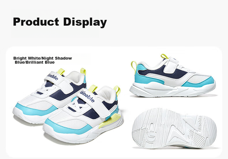 Ginoble Toddler Shoes for 18 Months to 5 Years Old Boys And Girls, Retro Trendy Children's Shoes, Spring 2025 GW1696 Bright White/Night Shadow Blue 12