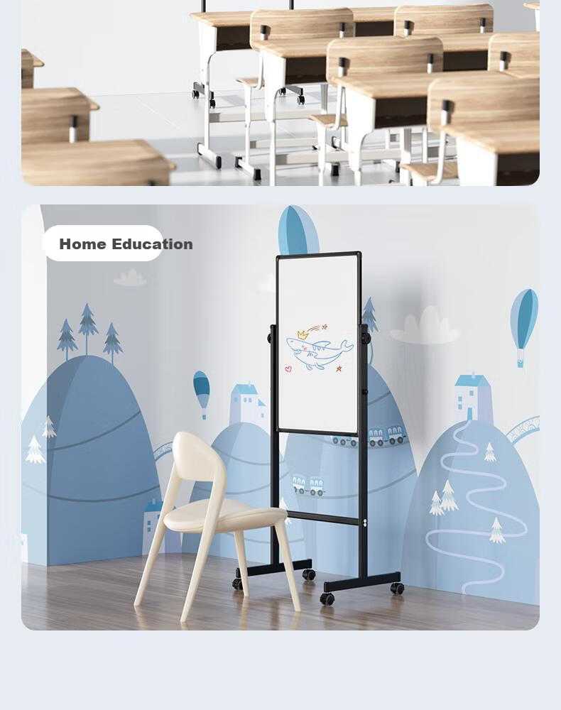 Deli High-End Home Model 60*90cm H-Shaped Stand Whiteboard, Double-Sided Writing Movable Height Adjustable Children's Drawing Board/office Meeting Whiteboard Blackboard/writing Board 50091 15