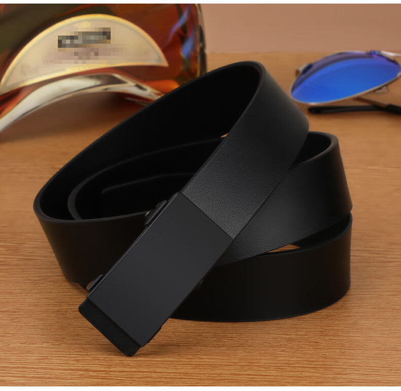 Viney Men's Belt, Cowhide Toothless Automatic Buckle Trouser Belt with Inner Buckle, Birthday Gift for Boyfriend, Husband, Father Or Dad 16