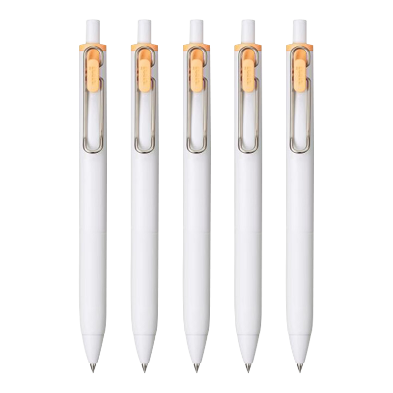 Uni-Mitsubishi Uni-Ball One Series, Medium-Density Core Mango Orange Gel Pen, High Aesthetic Value, 0.38mm Signature Pen, UMN-S 5 Pcs