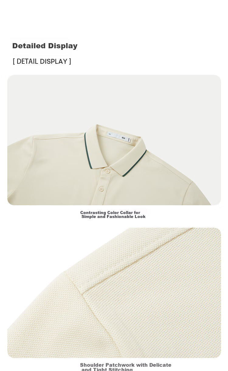 HLA Short-Sleeve Polo Shirt for Men, Contrasting Color Cool-Feeling Large Size Lapel Short Sleeve for Summer 10