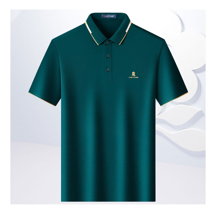 MONTAGUT Short-Sleeve Polo Shirt for Men, Summer Long-Staple Cotton Breathable Simple Casual Square Collar Business T-Shirt, Navy Blue, 2XL/54 4
