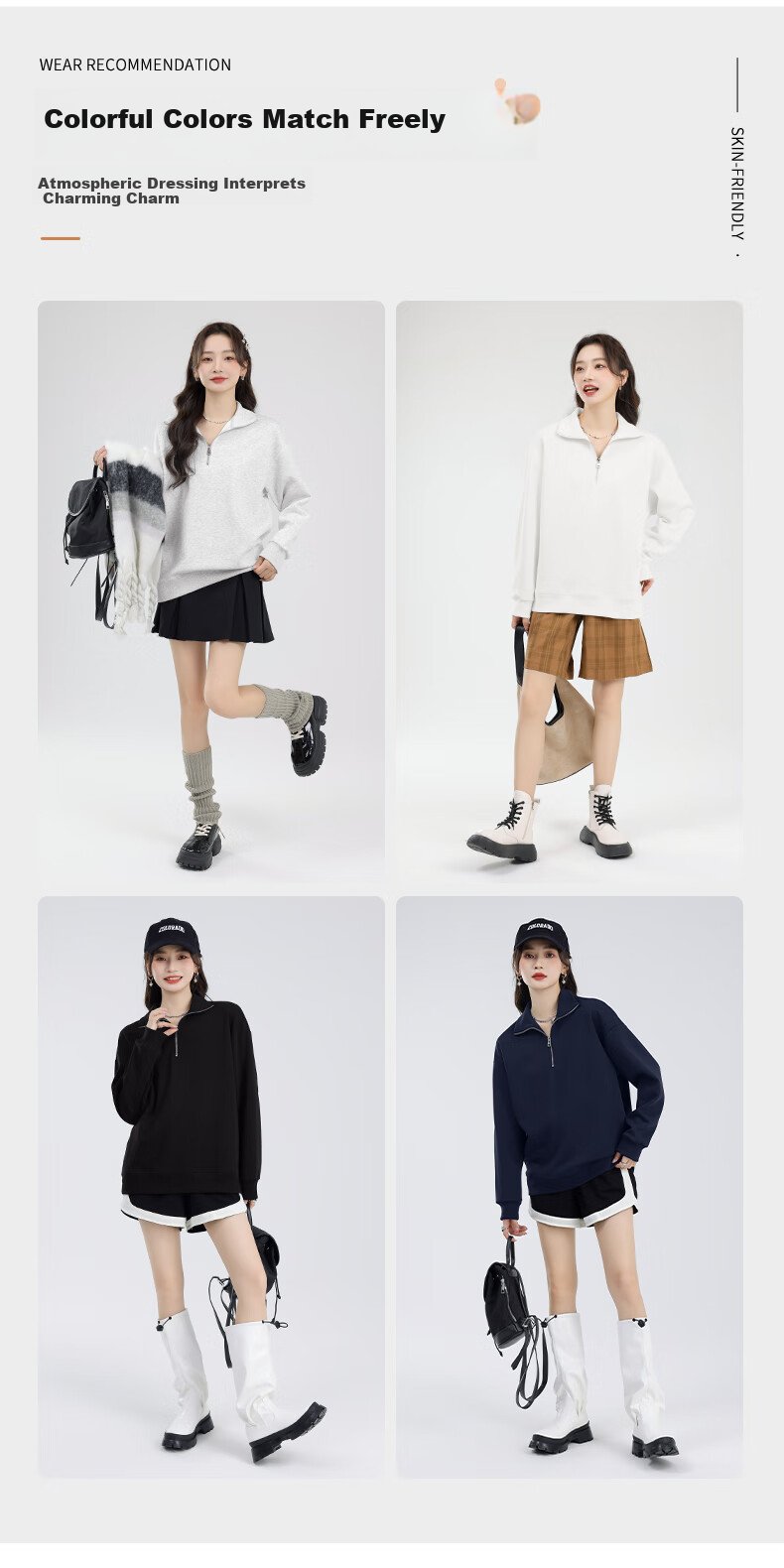 MJ STYLE Casual Lapel Sweatshirt for Women, New Spring And Autumn 2026 Style, Half-Zip Trendy Versatile Fashionable Preppy Jacket Top 4