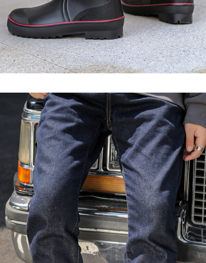 Lanoudun Rain Boots for Men, Tall Waterproof Shoes, Outdoor Non-Slip Rubber Shoes, Wear-Resistant Rain Boots, Overshoes YX1010 Size 42 16