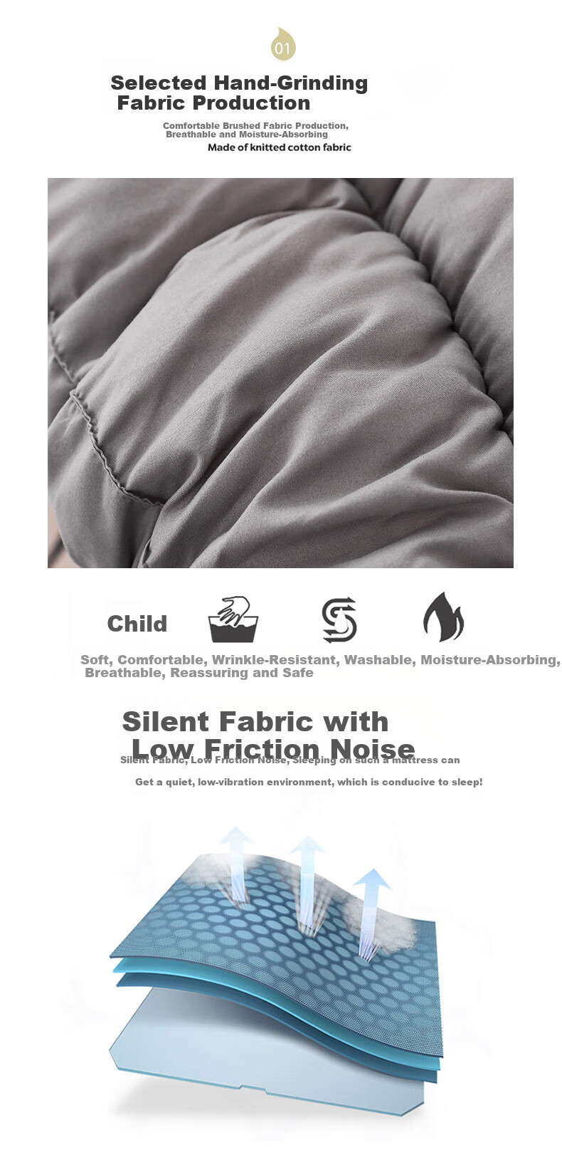 KING SHORE Flocked 3D Mattress, Thickened Household Multi-Functional Bed Pad, Quilt, 150*200cm, Dark Gray 4