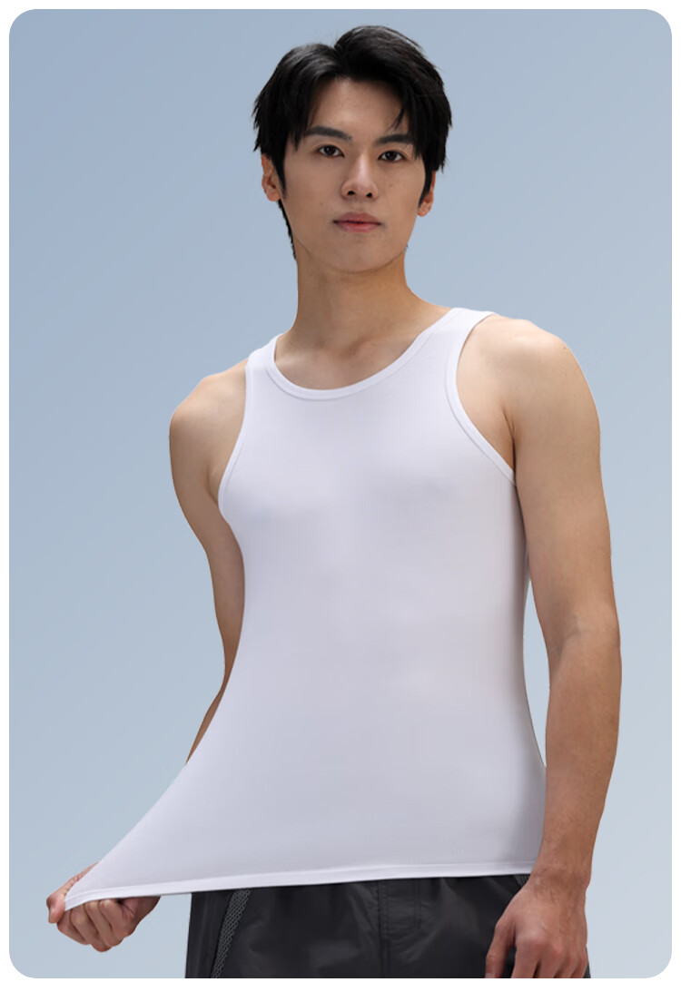 MiiOW Modal Men's Vest Summer Ice Silk Seamless Sports Tank Top Sleeveless Black 3XL 19