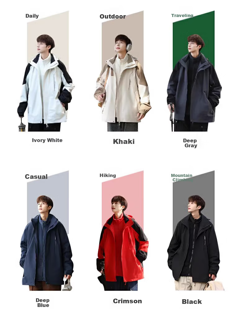 MMOPTOP Shanxi Three-In Outdoor Jacket for Men, Spring And Autumn Hiking Sports Workwear Top 1818 Black L 3