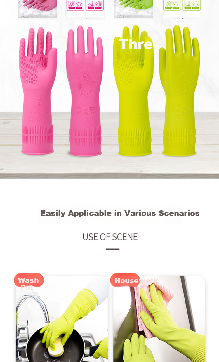 Kelinlai Natural Rubber Gloves, Medium Size M, Green Long Style, Imported from Vietnam, Non-Slip, for Cleaning, Household Chores, Kitchen And Food Use 14