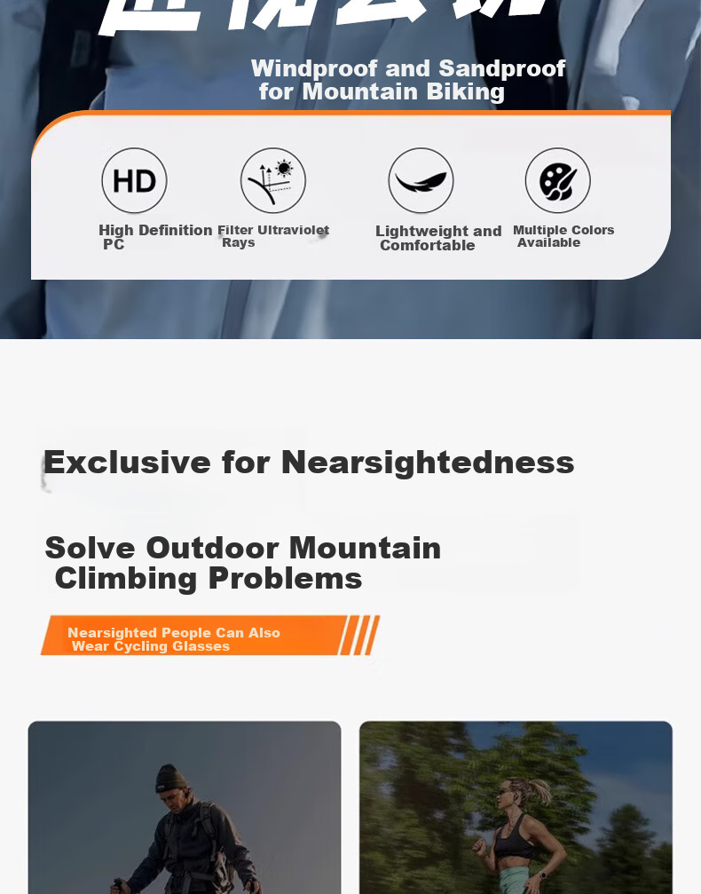 Cuntiandaofu Hiking Sunglasses, Cycling Glasses with Frames, Sunglasses Frame for Nearsighted Glasses, Protective Goggles, Skiing Goggles, Black Frame with Mercury Lenses 2