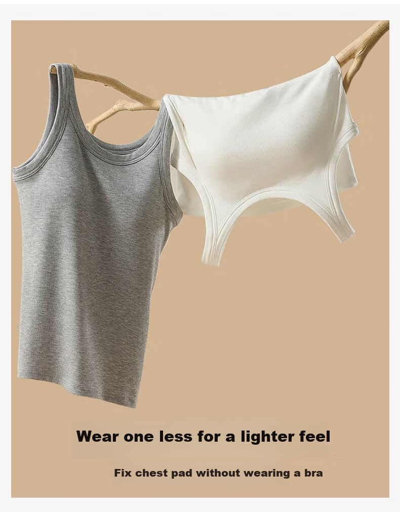 LangSha Women's Camisole Tank Top with Built-In Bra Pads, Thin Summer Undershirt Vest, Sleeveless Sports Bra, Long Style for Layering Or Outer Wear 10