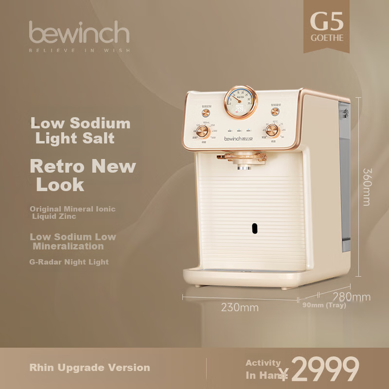 Bewinch G5 Water Purifier, Home RO Reverse Osmosis Heating All-In Machine with Direct Drinking, Countertop, Zinc-Containing Low-Sodium Water for Mothers And Babies, Antibacterial G5Pro-Rhein: Standard Versio