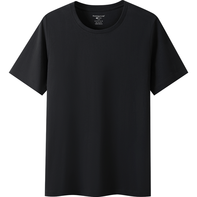 THREEGUN [Pure Cotton Breathable] Men's Round Neck Short Sleeve T-Shirt, Versatile Casual Men's Outer Wear Undershirt