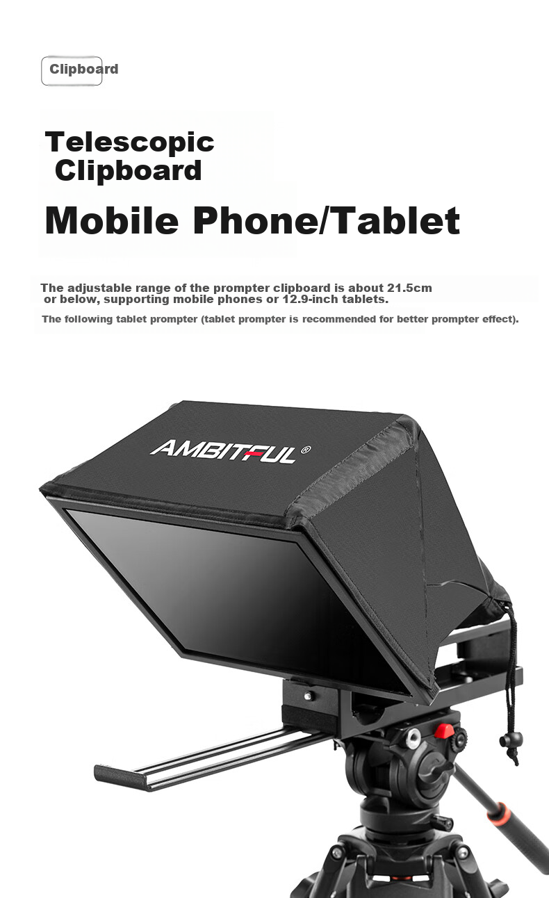 AMBITFUL T14Pro Large Screen Teleprompter Host Phone Tablet DSLR Mirrorless Camera Portable Teleprompter Video Recording Prompt Subtitle Live Streaming Interview Gaffe-Fixing Device 17