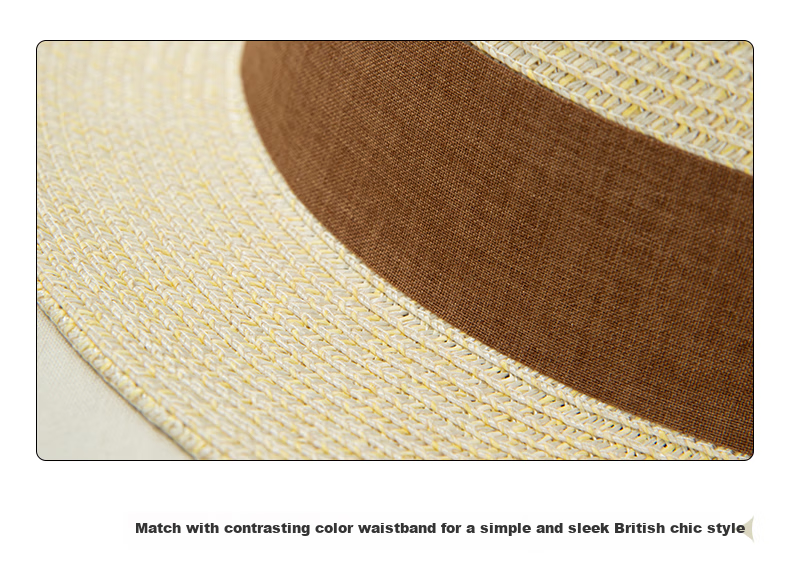 FANCET Flat-Top Straw Hat for Women, Summer Lightweight Luxury Elegant Sun Hat, Beach Vacation Sandal Straw Hat, Japanese-Style Woven Straw Hat 17