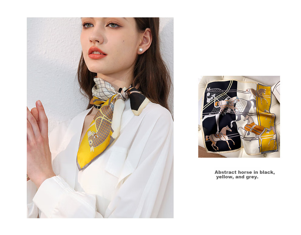 Hangsilu Silk Scarf for Women, Zodiac Year Scarf, Mulberry Silk Necktie, Birthday Gift, Mid-Autumn Festival Gift for Mom And Teachers 12