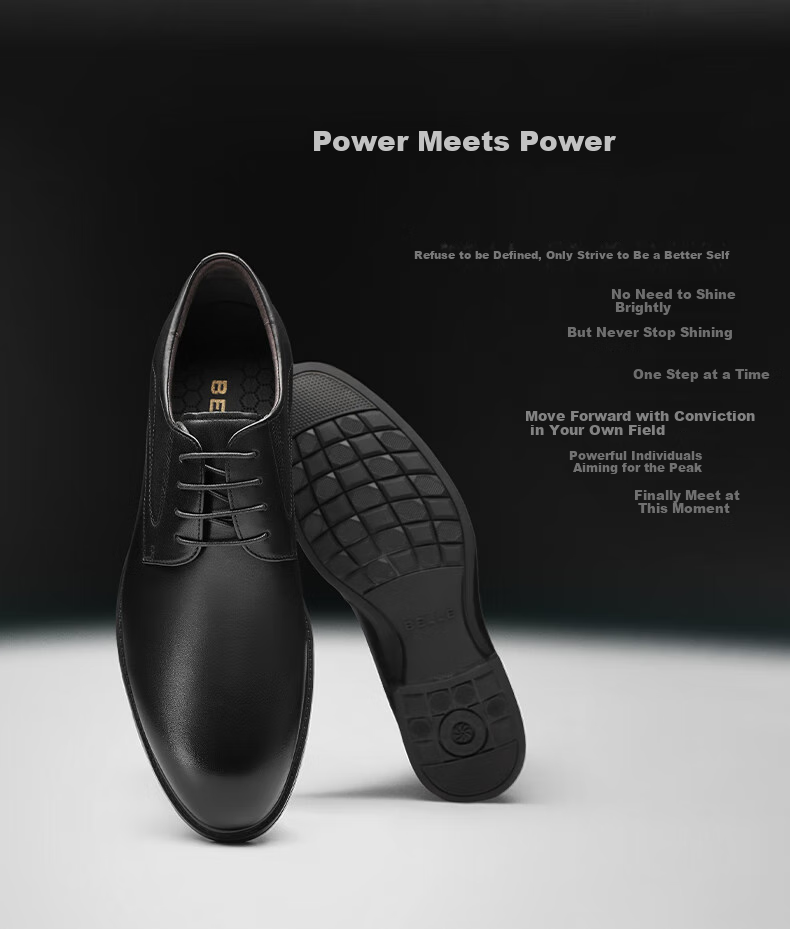 Belle Men's Business Leather Shoes, Shock-Absorbing Comfortable Formal Work Shoes 8AA01AM5 Black - Height-Increasing Version 43 2