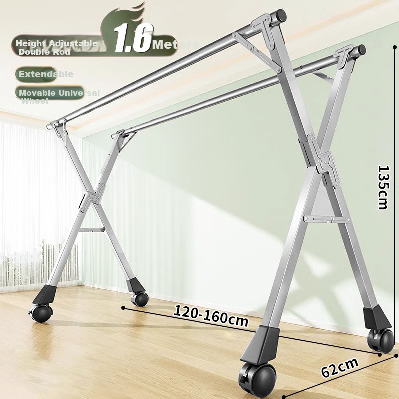 Jingjiayi Foldable Clothes Drying Rack, Freestanding Laundry Hanger for Indoor And Outdoor Balcony, Quilt Drying Stand, Home Use, No Installation Required