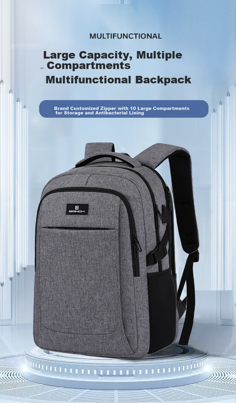 BRINCH Laptop Backpack for 15.6/16 Inch Notebooks, Shockproof Business Commute Large Capacity Schoolbag 2