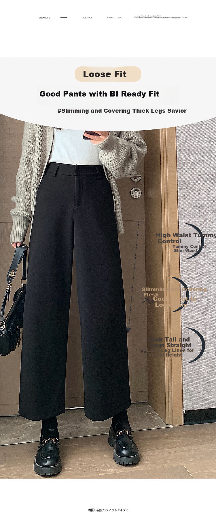 Dme [Long-Lasting Shape] Winter Mid-Rise Brushed Nine-Tenths Long Pants for Women, Slimming Straight-Leg Trousers, Warm Casual 2