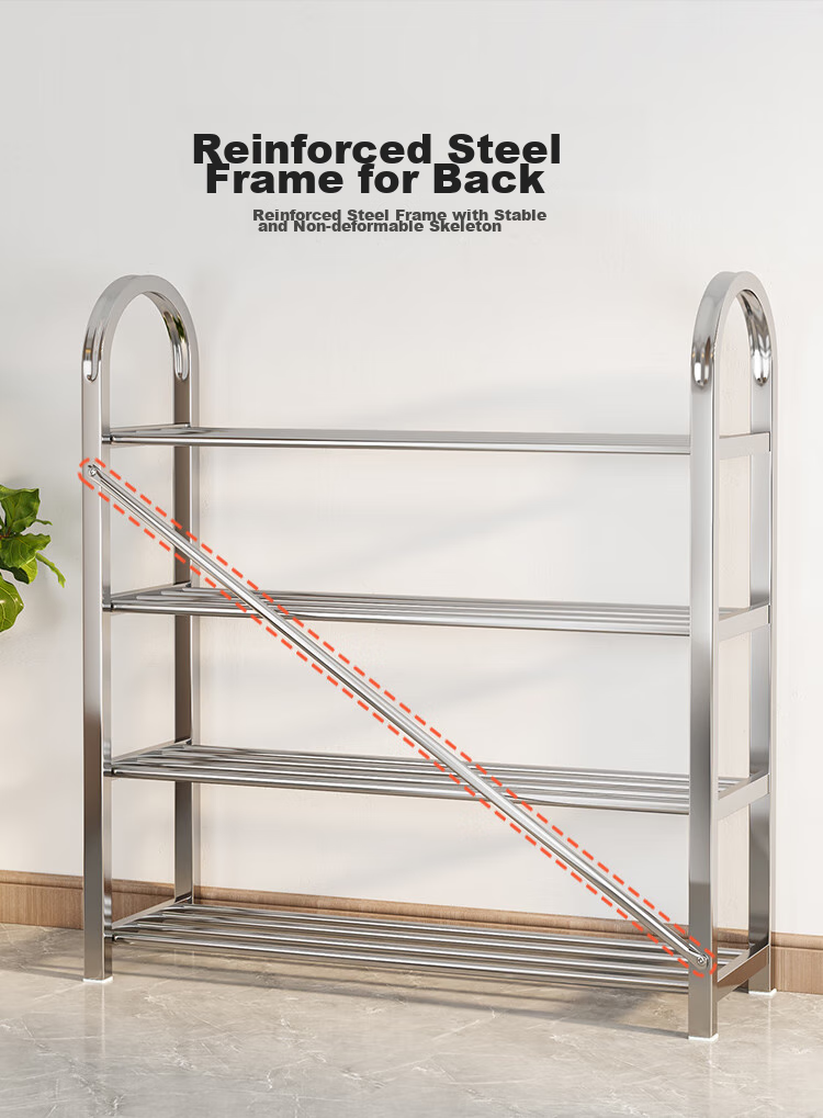 QIAONAMEI Stainless Steel Shoe Rack, Simple Home Entryway Dormitory Indoor Multi-Layer Storage Shoe Rack QNM1107-SR(A) 7