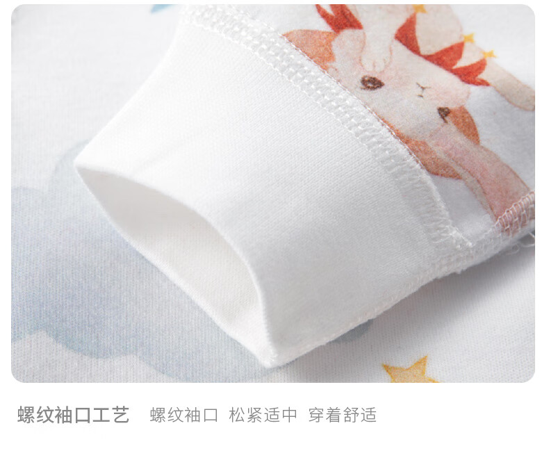 Banjvall Baby Clothes Spring And Autumn Infant Bodysuit, Seamless Romper, Crawling Suit (Baiyun Tu + Retro Rabbit), 66cm 6