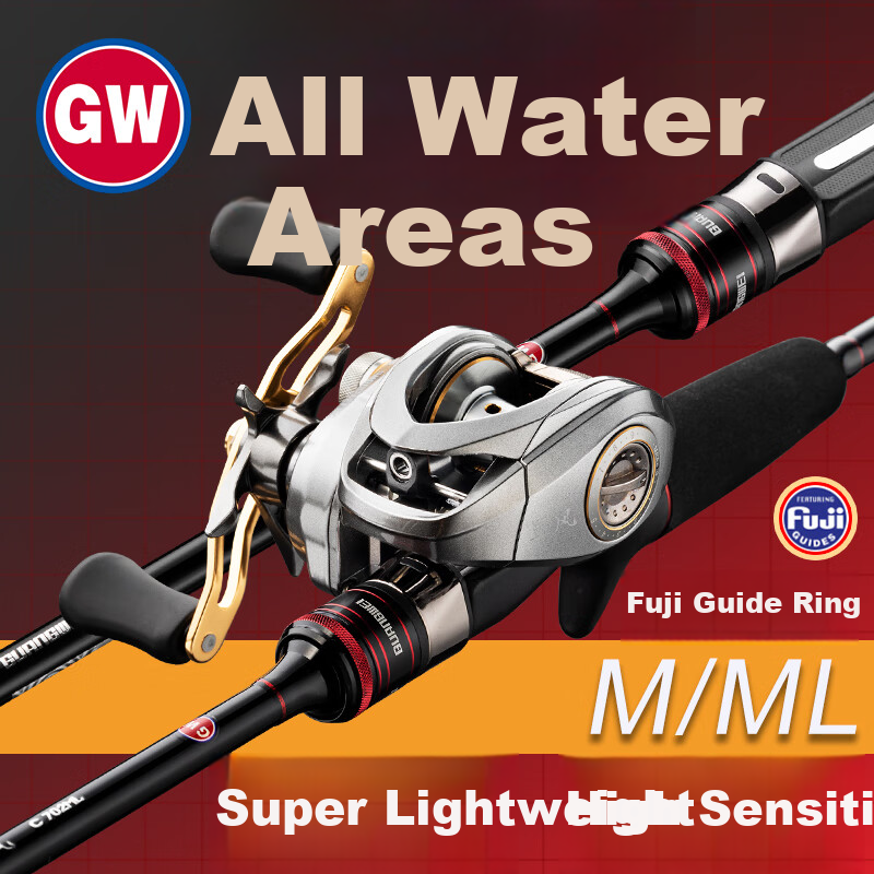 GW Fishing Rod Set, M2.1 Meter Gun Handle with Biaofeng Left-Hand Water Drop Reel, Versatile Long-Distance Casting for Topmouth Culter