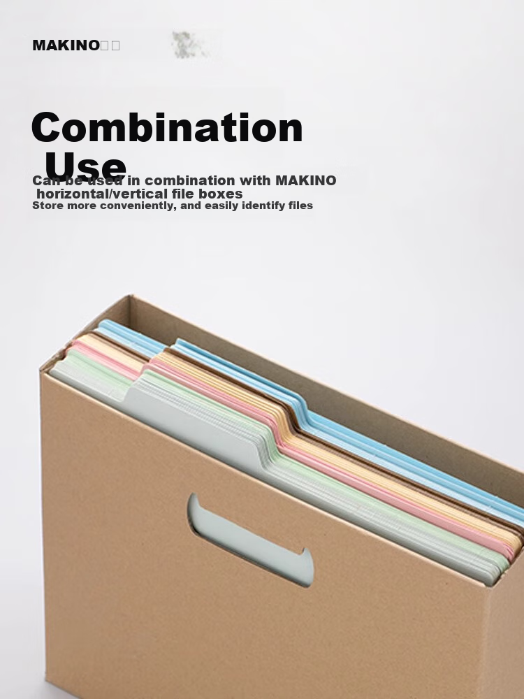 MAKINO Paper Classification File Folder, Colorful Inner Pages, Single-Sheet Clip, Document Folder, Instruction Manual Organizer, Contract File Storage Folder, Blue, Pack of 10 2