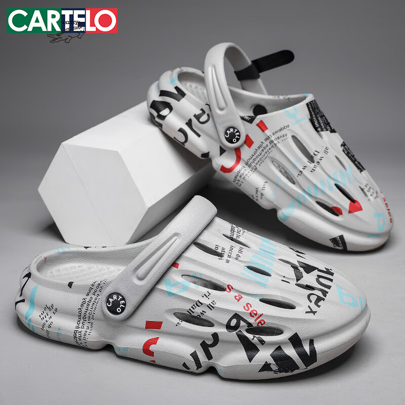 CARTELO Men's Sandals, Summer Breathable Hole Shoes, Comfortable Dual-Use Beach Shoes for Me