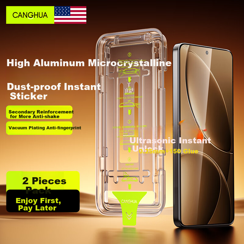 CangHua [2-Pack] Tempered Glass Screen Protector for Redmi K80/K80 Pro, Full Coverage Ultra-Thin Anti-Fingerprint Dust-Free Chamber Ultrasonic Quick Unlock for Redmi K80 Champion Edition Smartphone