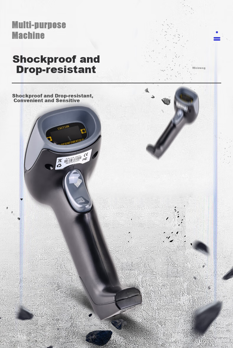 Weirong S82W Wireless 1D Barcode Scanner Gun, Barcode Laser Gun, Logistics Express Single-Handed Gun Device, 1D Wireless Warehouse Scanner 3