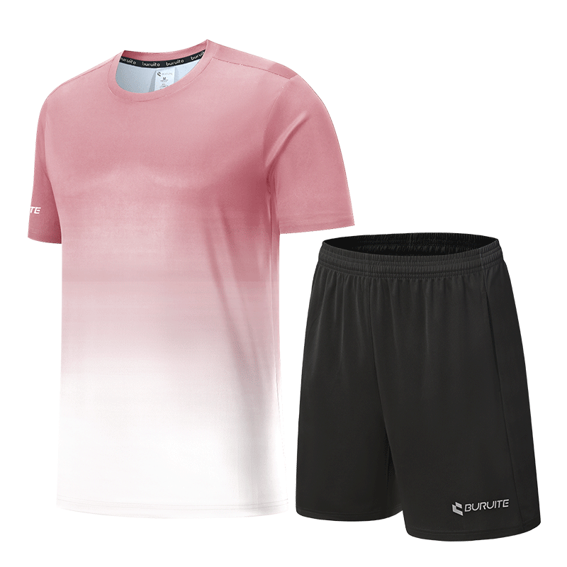BURUITE Fitness Clothing for Women, Spring And Summer Ice Silk Quick-Dry Short-Sleeve Sportswear Set, Basketball Equipment, Training Running T-Shirt