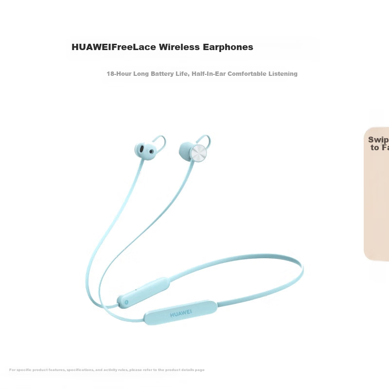 HUAWEI FreeLace Subsidy Edition, Bluetooth Sports Earphones, Semi-In Design, Long Battery Life, HUAWEI Sports Earphones, Mint Blue