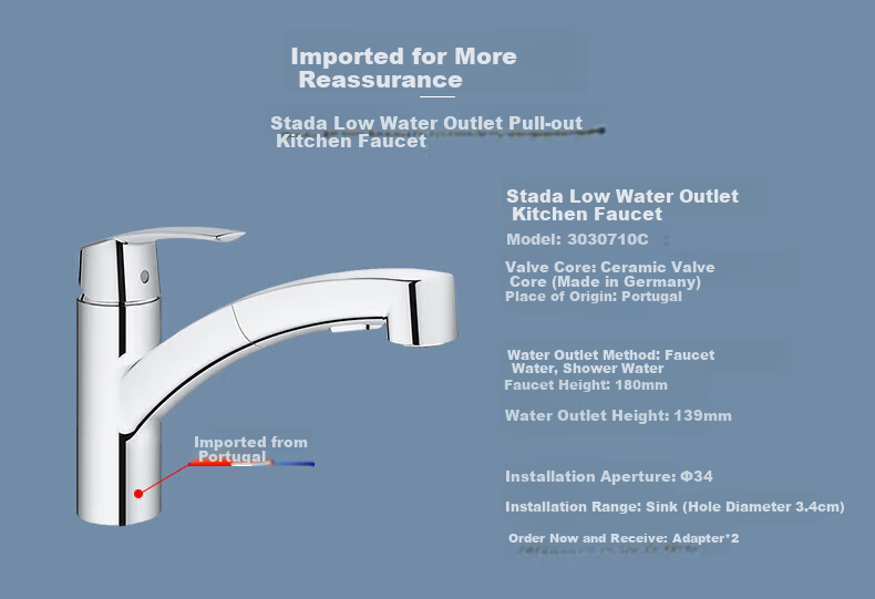 GROHE Kitchen Bathroom Balcony Pull-Out Faucet, Rotatable Swivel, Original Imported 3030710C 3