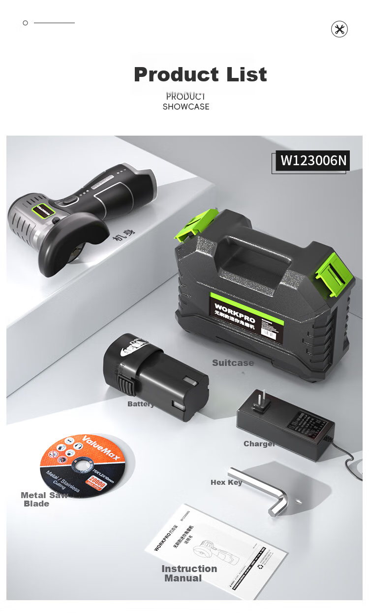 WORKPRO Mini Brushless Angle Grinder, Lithium Battery Polishing Machine, Handheld Rechargeable Grinding And Polishing Machine, Grinding Wheel Hand Grinder 11