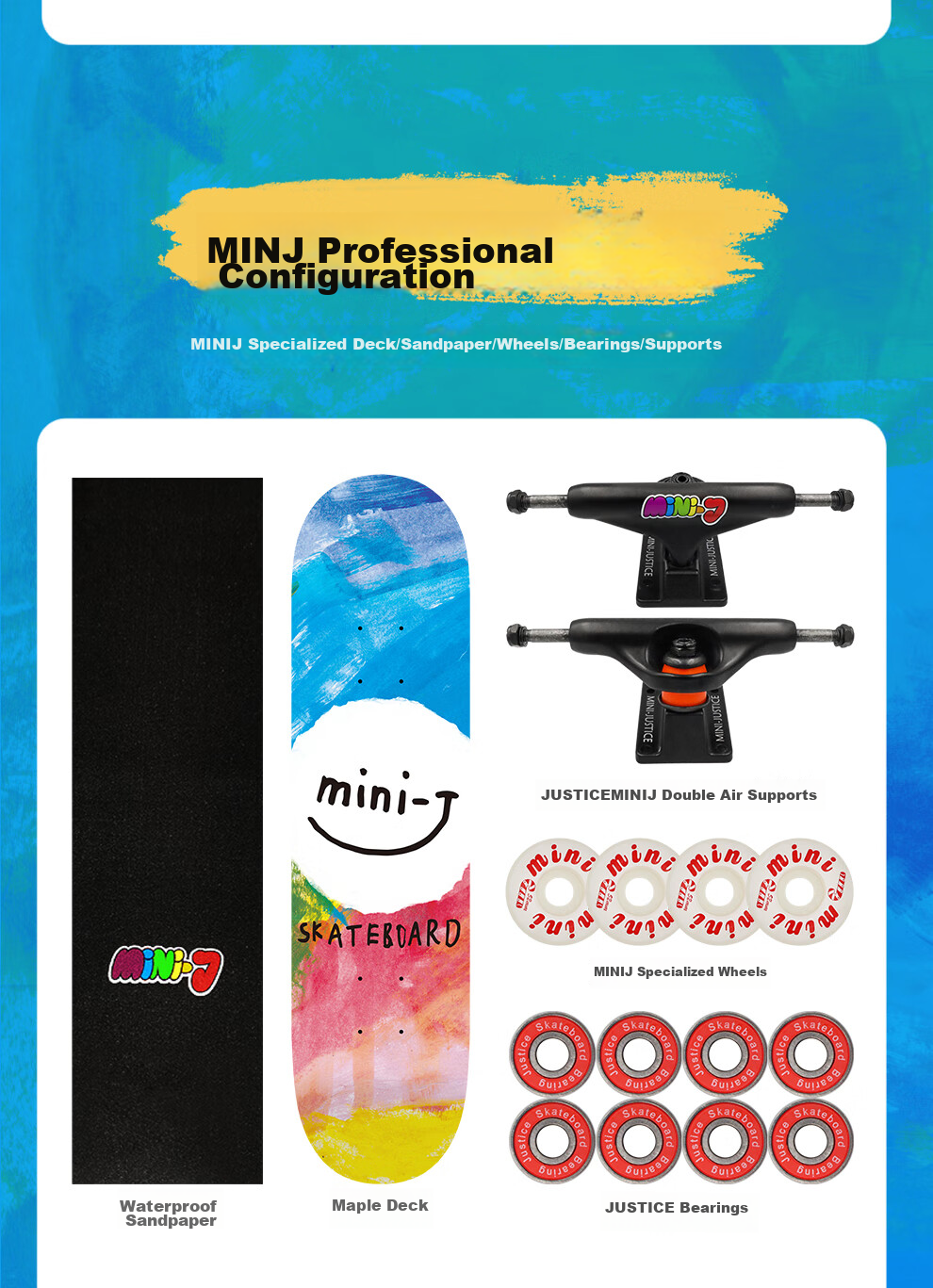 JUSTICE Professional Skateboard for Children's Double-Warped Deck, Essential for Middle And Elementary School Curriculum, Spaceman Astronaut Design, Suitable for Ages 6-12 5