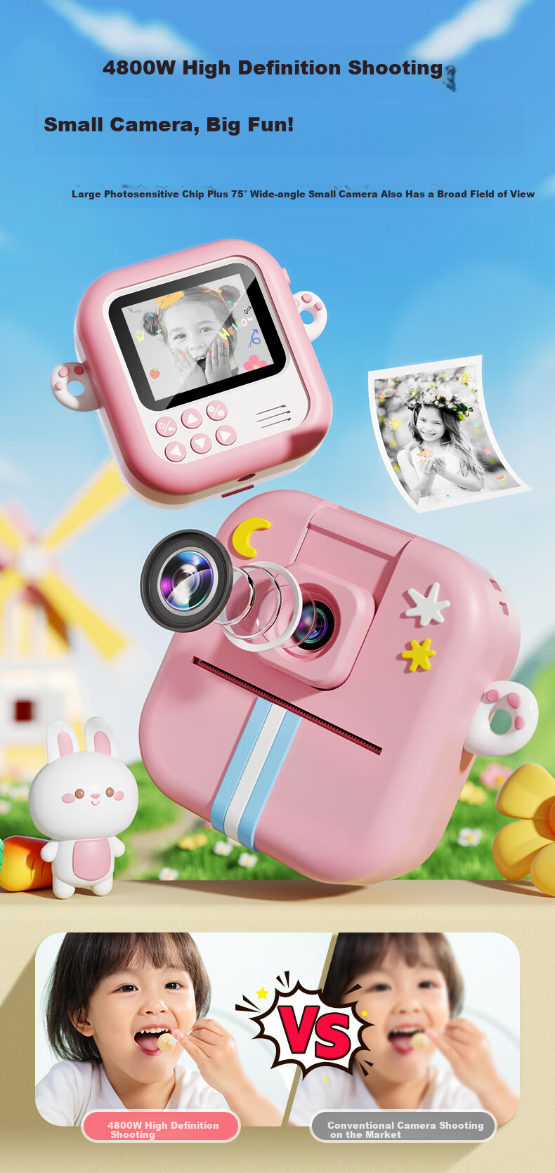 EagleStone Instant Print Kids Camera for Ages 3-6, Color Photo Printing Digital Camera for Girls 7-14, Christmas Gift 3