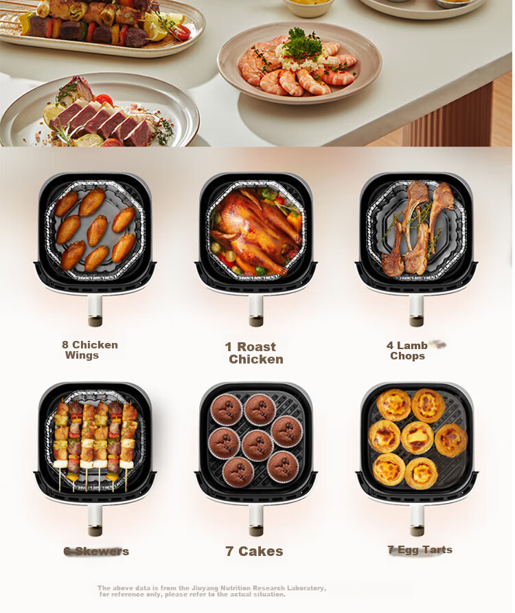 Joyoung Home 6.5L Large Capacity Electric Air Fryer with Upper And Lower Heating, No-Flip Design, Visible Window, 5 Cooking Modes, Adjustable Texture, Air Fryer KL65-V573 33