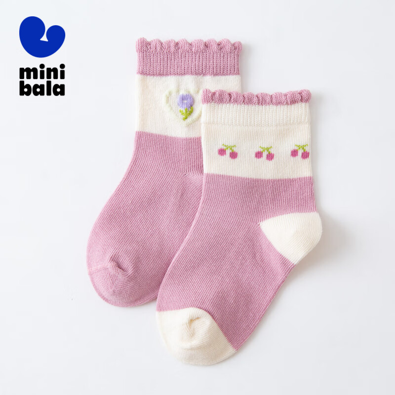 Minibala Winter New Girls' Cotton Stretch Breathable Floral Socks, Baby Warm Socks [2 Pairs]