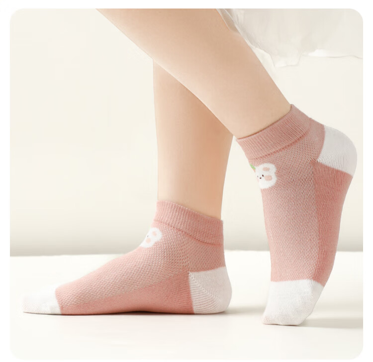 MiiOW Children's Socks, Summer Thin Style, Girls' Short Tube Mesh Boat Socks, for Older Children And Girls, Baby Shallow Cotton Socks, Mixed Colors, Size M 12