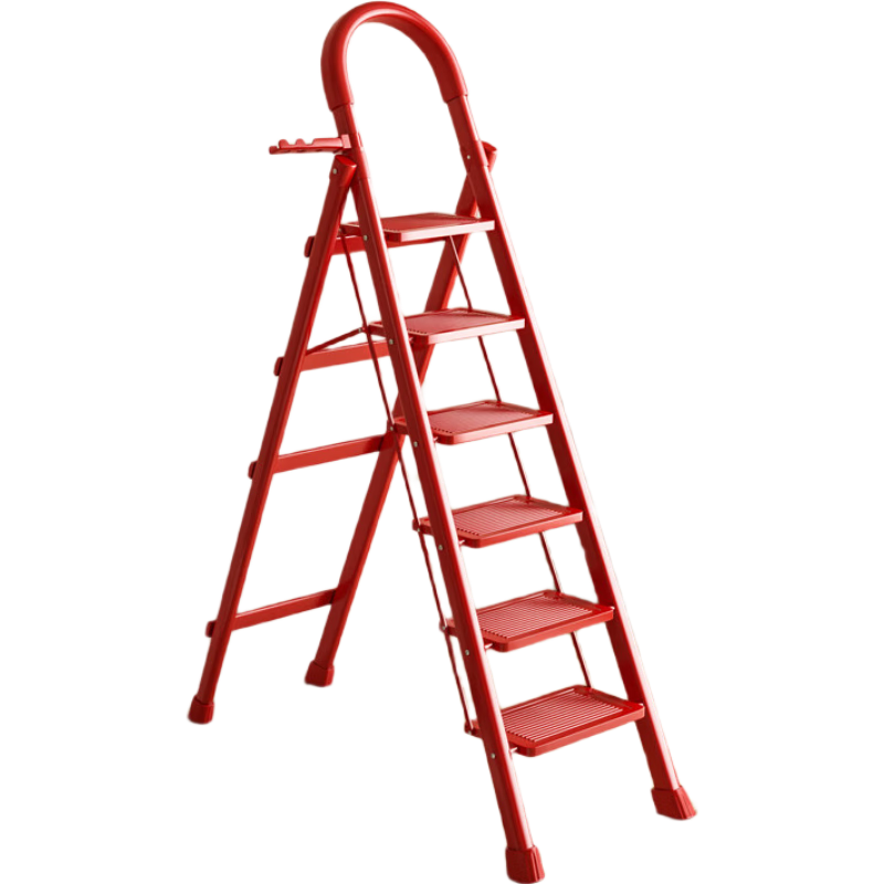 Yilinju Ladder, A-Frame Ladder, Household Ladder, Telescopic Ladder, Telescopic A-Frame Ladder, Household Ladder, Folding Ladder, All Red, Six Steps