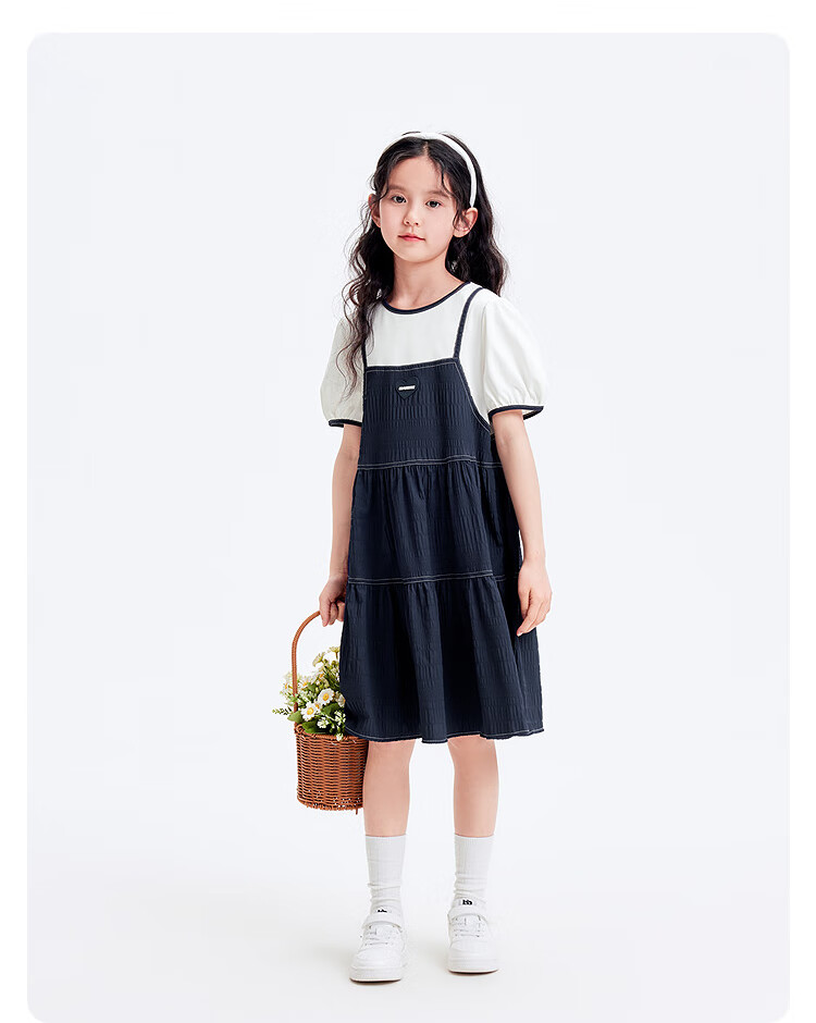 Balabala Kids Dress 2026 Summer New Big Kids Lightweight Two-Piece Style Schoolgirl Sweet Dress 8