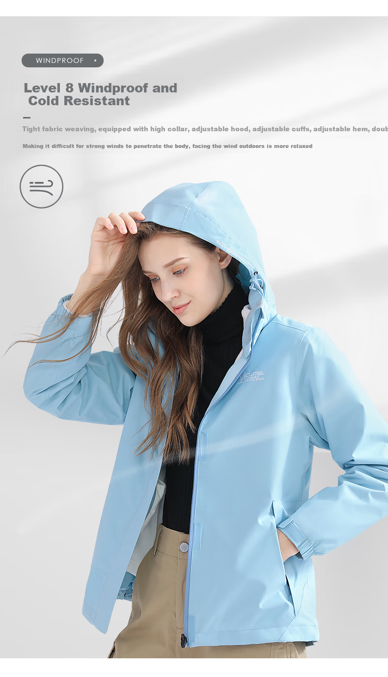 CAMEL Outdoor Cold-Resistant Windbreaker Jacket for Men And Women, Waterproof And Warm Three-In Detachable Two-Piece Mountaineering Suit A0W21a8165 5