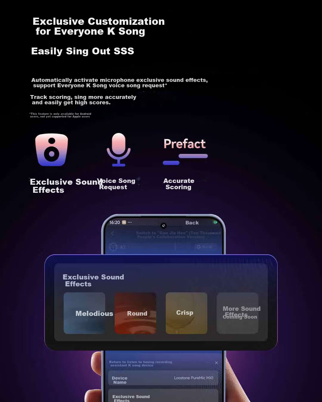 Chunmai Wireless Mobile Phone Microphone for Live Streaming Karaoke, Sound Card Recording Equipment, Pink Sweet Cone 4
